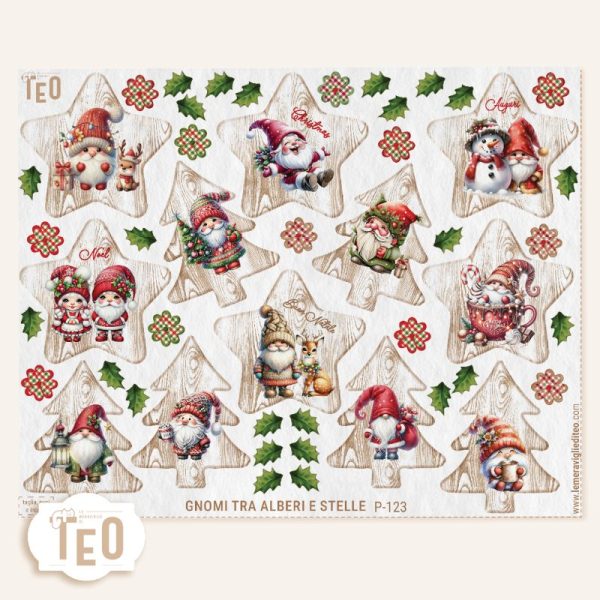 P-123"Gnomi tra Alberi Stelle"GLITTER - immagine 2