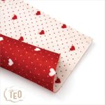 Feltro 3mm Double Face Fantasia "Micro Pois e Cuori Rosso e Panna & Panna e Rosso"