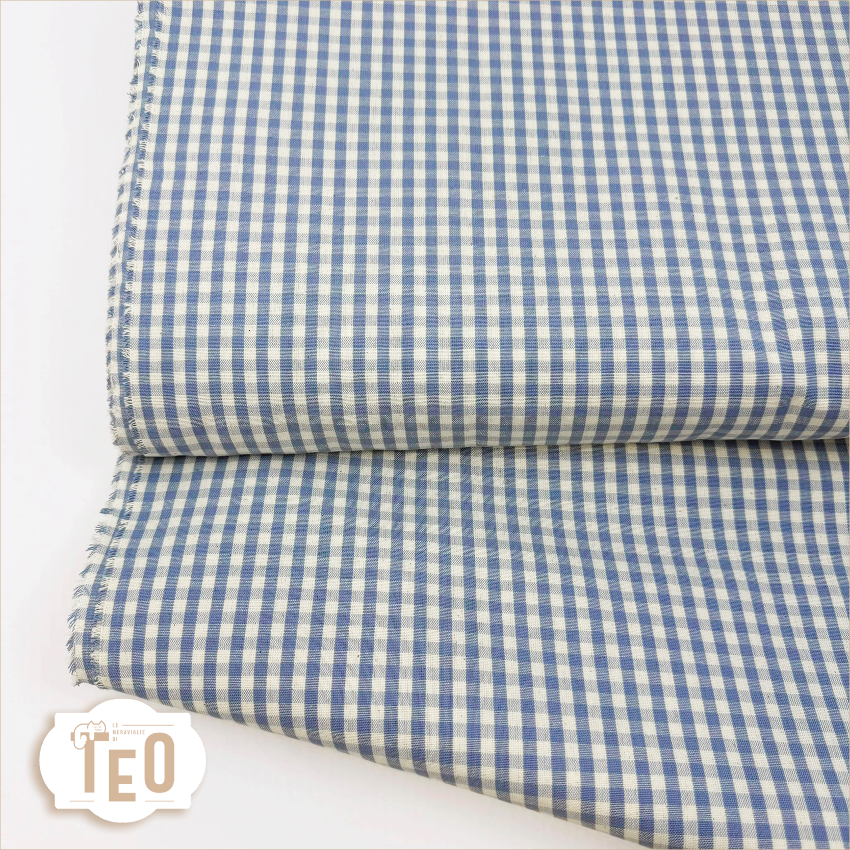 cotone quadrettato celeste polvere 1 Cotone Quadrettato Celeste Polvere - immagine 1