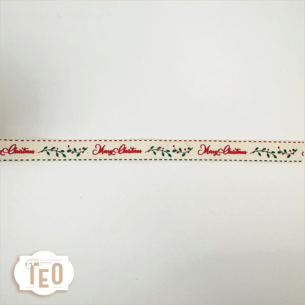 Nastro Stampato Merry Christmas Panna - immagine 2