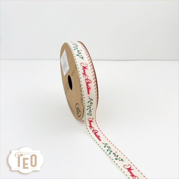 Nastro Stampato Merry Christmas Panna - immagine 1