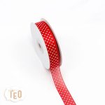 Nastro in organza rosso a pois bianchi