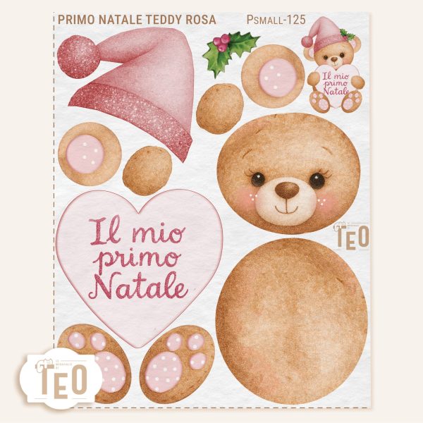 P-Small-125 Primo Natale Teddy Rosa - immagine 1