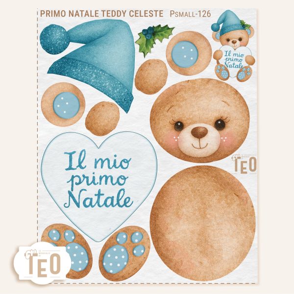 P-Small-126 Primo Natale Teddy Celeste - immagine 1