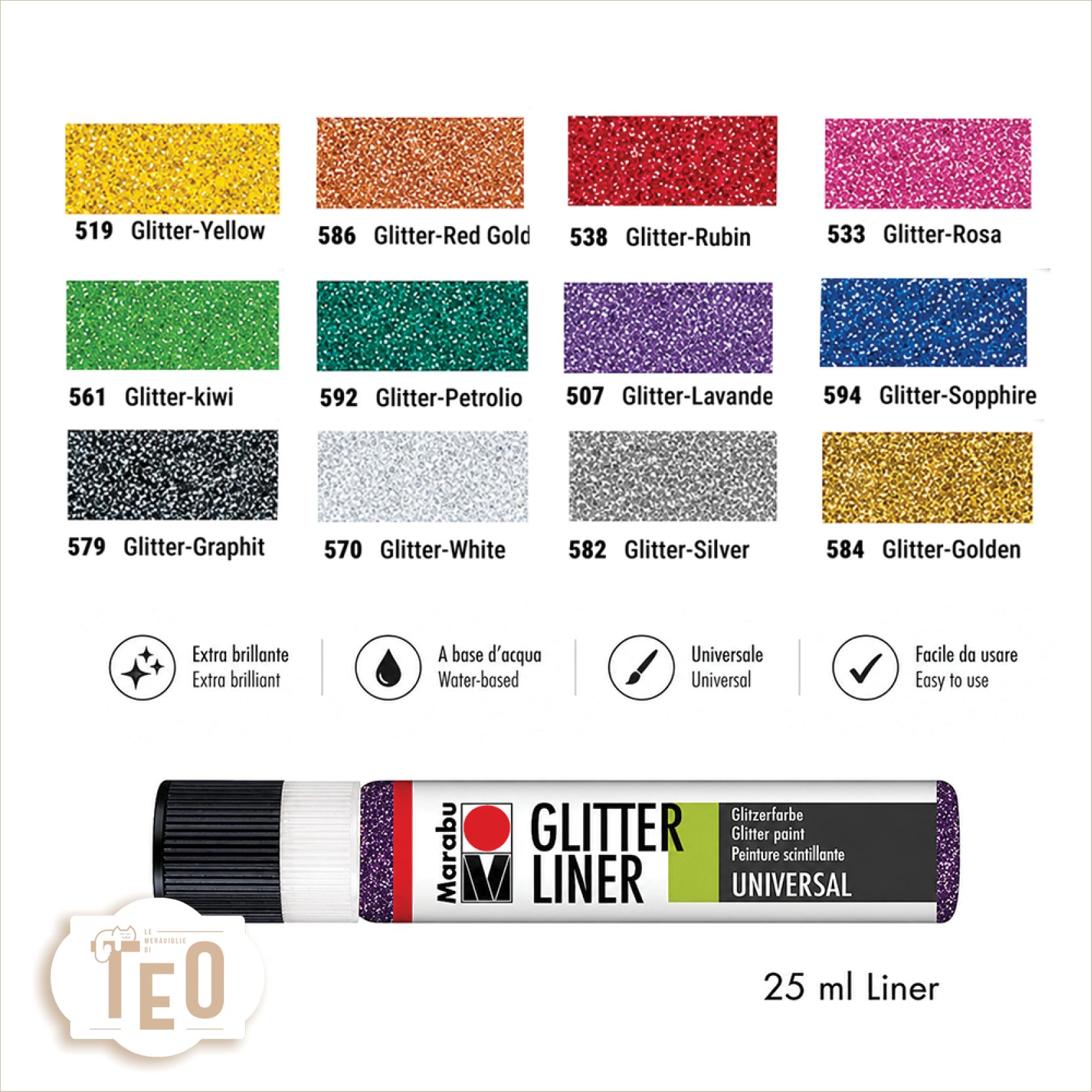 pennarello glitter-10 Glitter Pen Marabu - immagine 1