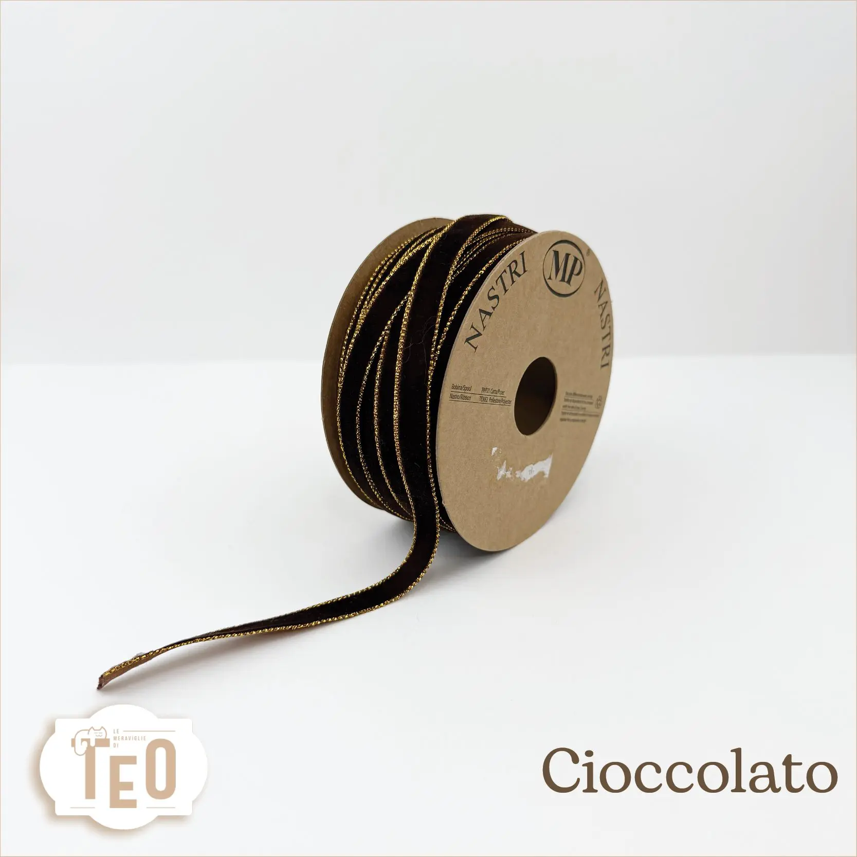 Nastro in velluto con bordino oro - immagine 4